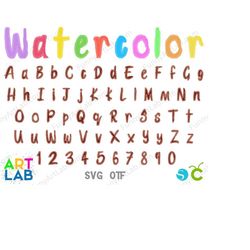 Watercolor Letters SVG, Watercolour Font otf, Watercolor Alphabet Handwritten letters svg, Handwritten font Cricut Water