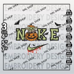 Halloween Embroidery, Spooky Machine Embroidery Designs, Nike Baby Yoda Halloween Embroidery Files, Star war Shirt