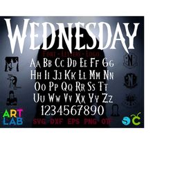 Wednesday Font, Wednesday Letters Svg Cricut, Wednesday Png, Wednesday Addams Png, Funny Art License, Wednesday Png Lett