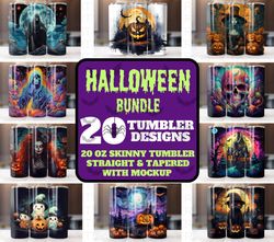 Halloween 20 Oz Tumbler Wrap Bundle, Pumpkin, Tumbler Wraps, Vibrant Wrap, Halloween, Alcohol Ink, Watercolor, Neon, Sub