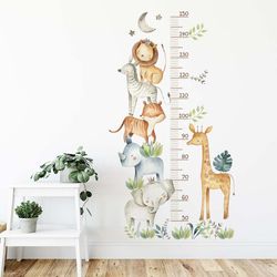 1PC Cartoon Animal Height Ruler Stickers for Giraffe Elephant Kids Room Decor Waterproof PVC Home Decoartion Wall Decal