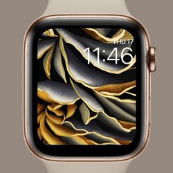 Modern Golden and Black Luxury 3D Abstract Wave Textured Watch Face, Instant Download Wallpaper