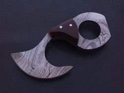 CUSTOM HAND MADE DAMASCUS STEEL SKINNER KNIFE WOOD HANDLE W/SHEATH