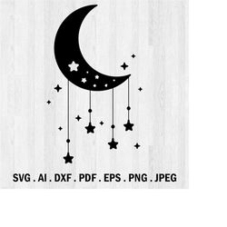 Crescent Moon and Stars Vector Clipart EPS PNG file
