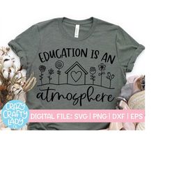 Education Is an Atmosphere SVG, School Cut File, Teacher Saying Design, Inspirational Quote, Homeschool Mom, dxf eps png