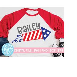 firecracker svg, july 4th cut file, kid's usa design, girl america clip art, boy patriotic, cute baby shirt dxf eps png