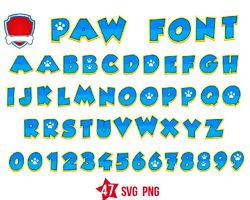 Paw Patrol Svg Bundle, Paw Letters Svg, Paw Paw Clipart Svg Paw Font Paw Alphabet Svg, Paw Letters Eps