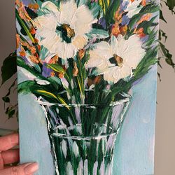 Bouquet of flowers in a vase, white flowers Painting