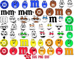 m&m faces svg bundle, m&m svg, m&m cricut svg bundle, m&m yellow, red, orange, green, brown and blue svg