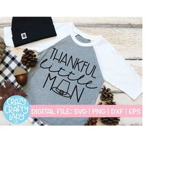 Thankful Little Man SVG, Thanksgiving Cut File, Fall Kid Design, Pilgrim Hat, Cute Autumn Saying, Baby Quote, dxf eps pn
