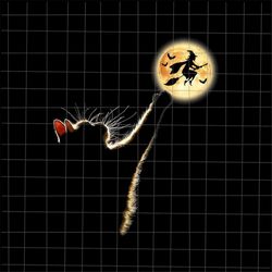 Cat Catching The Moon Halloween Png, Cute Cat Halloween Png, Funny Cat Moon Halloween Png, Love Cat Witch Png