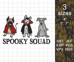 Cute Spooky Ghost Dog Embroidery Machine Design, Halloween Spooky Vibes Embroidery Design, Spooky Dog Squad Embroidery