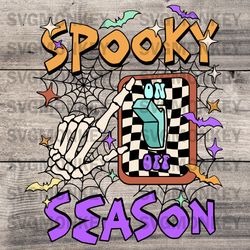 Spooky Season On PNG, Digital Download, Sublimation, Sublimate, Halloween, Retro, Skull, Skellie, SVG DXF PNG EPS