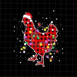 Red Buffalo Plaid Chicken Xmas Tree Png, Chicken Christmas Tree Png, Chicken Light Christmas Png