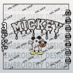Halloween Embroidery, Machine Embroidery Files, Drop Name Cute Ghost Mickey Embroidery Designs, Disney Halloween