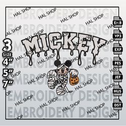 Halloween Embroidery, Machine Embroidery Files, Drop Name Mickey Mummy Embroidery Designs, Disney Halloween