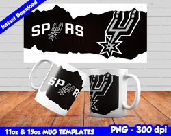 Spurs Mug Design Png, Sublimate Mug Template, Spurs Mug Wrap, Sublimate Basketball Design Png, Instant Download