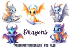 Dragon clipart, Baby dragon digital download designs, Sublimation dragon illustrations,Dragon PNG files