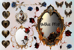 Gothic Mirror ,gothic Stained Glass ,gothic clipart,gothic Butterfly,gothic Rose Png,sublimation designs, sublimation