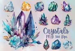 Crystal clipart, Crystal digital download designs, Sublimation crystal illustrations, Crystal PNG files,Gemstone artwork