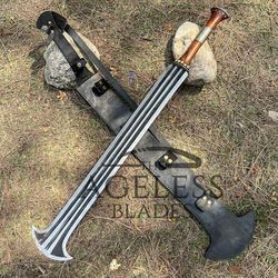 Handmade Konda Ikakalaka Sword-Functional & Sharpened 5160 Carbon Steel Blade- Hunting Fighting Knife-Best Anniversary G