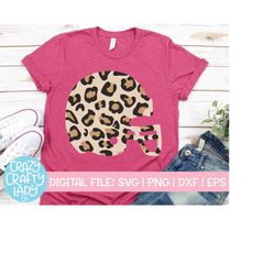 Leopard Print Football Helmet SVG, Sports Cut File, Toddler Girl Design, Kids' Shirt SVG, Mom, Animal, Cheetah dxf eps p