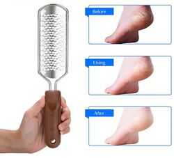 Stainless Steel Pedicure Foot File & Callus Remover-Wet & Dry Feet Skin Scrubber