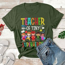 Kindergarten Prek Teacher Of Tiny Superheroes Back To School T-Shirt