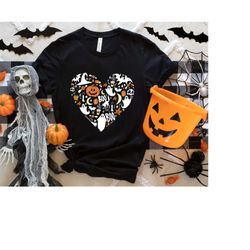 Heart Halloween Collage Shirt, Trick or Treat Shirt, Happy Halloween Shirt, Witch Heart Tee, Girl Halloween Shirt,Hallow