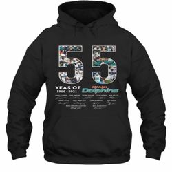 55 Years Of 1966 2021 Miami Dolphins Signatures Hoodie