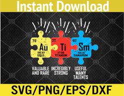 Autism Elements Periodic Table Awareness ASD Svg, Eps, Png, Dxf, Digital Download
