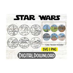 Star Wars Planets Simple SVG PNG - Galaxy's Edge T-shirt Design - Tatooine SVG - Star Wars Clipart- The last Jedi (Secon