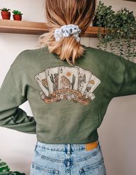 All Good Things Are Wild And Free Sweatshirt, Western Desert Cactus Hoodie, Country Music Fan Shirt, Poker Card Game Swe