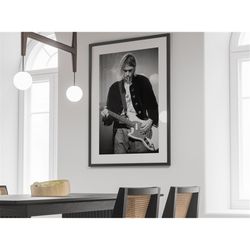 Kurt Cobain Smoking Poster, Vintage Music Poster, Black And White, Kurt Cobain Print, Cool Posters For Room, Kurt Cobain