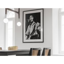 Rory Gallagher Poster, Black And White Photography Print, Vintage Wall Art, Concert Poster, Music Classroom Decor, Bedro
