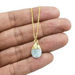 Amazonite Birthstone Pendant Necklace for Women Crystal Stone Raw Pendant Necklaces Fashion Jewelry Trendy Cute Gift