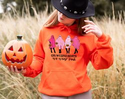 On Wednesday We Wear Pink Ghost Sweatshirt, Mean Girls Ghost Hoodie, Pink Ghost Shirt, Mean Girls Halloween, Spooky  Hal