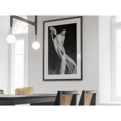 Black and White Era Nude Poster, Sexy Bedroom Decor, Romantic Posters, topless photos, sexy photos, nude woman print, er