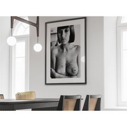 helmut newton nude photography print, black and white, erotic nude poster, hollywood glamour, helmut newton poster, nude