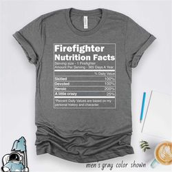 Firefighter Nutrition Facts Shirt  Fireman or Firewoman Fire Chief Gift TShirt