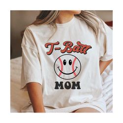 tball mom svg png, smiley tee ball svg, retro baseball mama svg, t-ball vibes sublimation, groovy tee ball shirt design