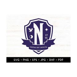 Nevermore Academy Emblem Purple SVG, Wednesday Svg, Wednesday Png, Addams Family Svg, Cricut cut files, png, dxf, jpg, e