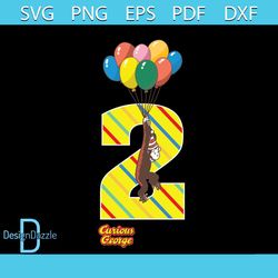 Curious George Vintage 2Th Birthday SVG PNG DXF EPS PDF, Birthday Svg