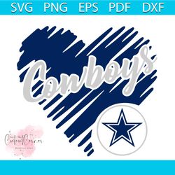 Dallas Cowboys Glitter heart SVG, PNG, DXF, JPEG, Sport Svg