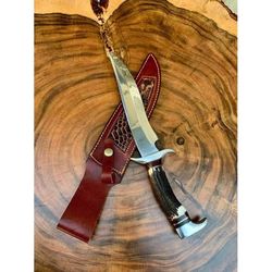 "Stainless-steel-Knife"Hunting-knife-with sheath"fixed-blade-Camping-knife, Bowie-knife, Handmade-Knives, Gifts-For-Men