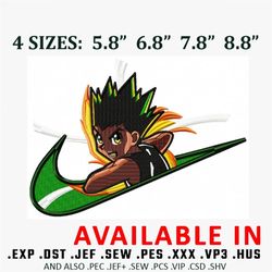 Gon punch nike embroidery design, Hxh embroidery, Anime desi