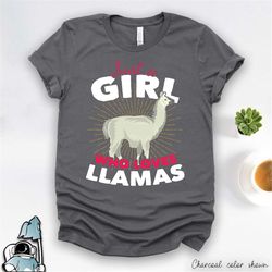Llama Shirt, Llama Gift, Love Llamas, Llama Print, Llama Art Shirt, Llama Lover Gift, Just A Girl Who Loves Llamas T-Shi