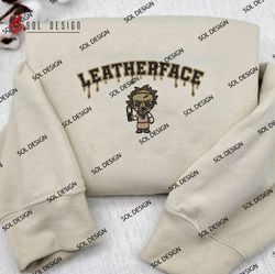 Halloween Leatherface Embroidered Shirts, Horror Character Embroidered Crewneck, Halloween Hoodie, Unisex T-Shirts