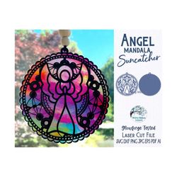 Angel Mandala Suncatcher for Glowforge or Laser Cutter SVG, In Memory, Remembrance, Memorial Sun Catcher Svg, Religious