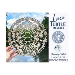 Lace Turtle Mandala for Glowforge or Laser Cutter SVG, Summer Sea Turtle, Animal Wall Decor, Hanging Ornament Wood Manda
